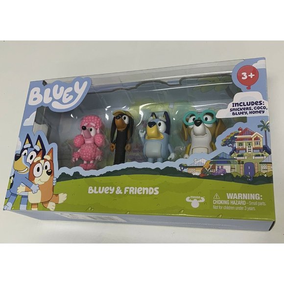 BLUEY Bluey Friends Family Toy Mini Figures Bluey Snickers Coco Honey 4 Pack - Picture 1 of 3